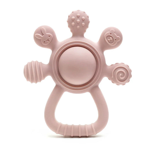 Niedlicher Silikon-Beißring mit Cartoon-Motiv für Babys